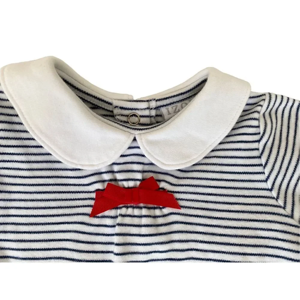 Izod Toddler Sailor-girl Bodysuit Top Sz:12m